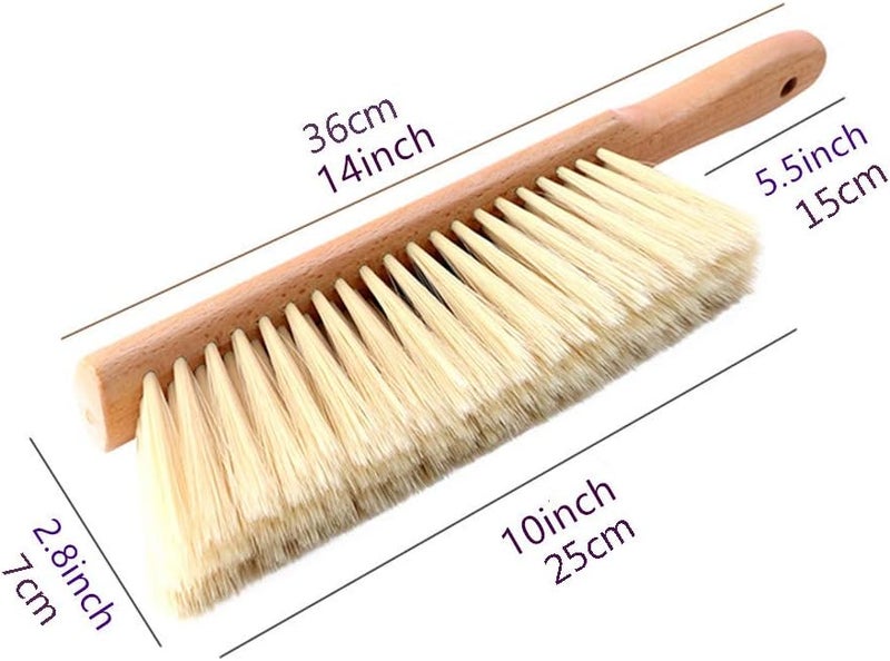 OAKART Hand Brush Soft Bristles Wooden Handle Small Hand Sweeper Brush 14 Inch Long (2pcs Yellow) - Image 2